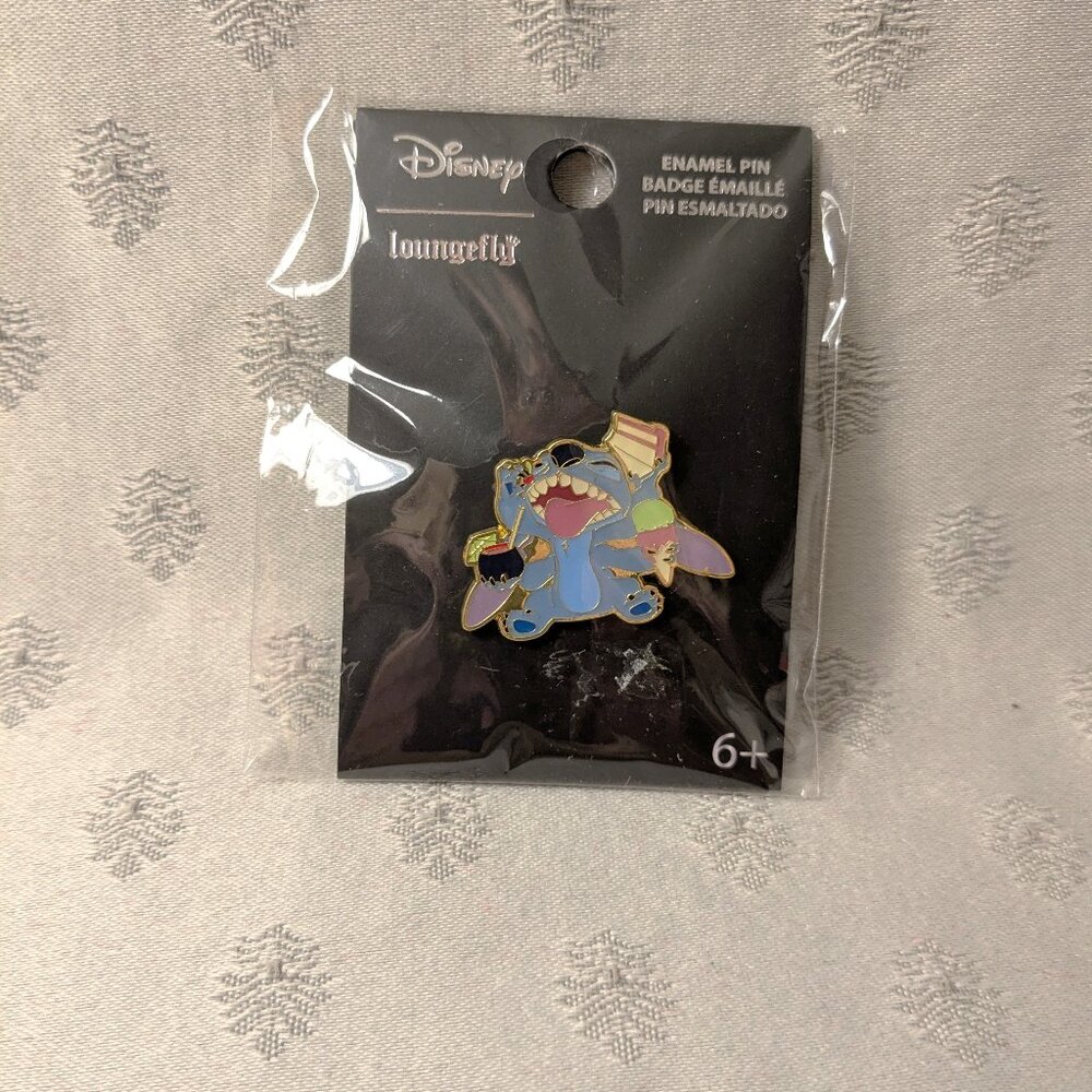 New!  Loungefly Disney Pin Stitch Eating Cake and Ice Cream
